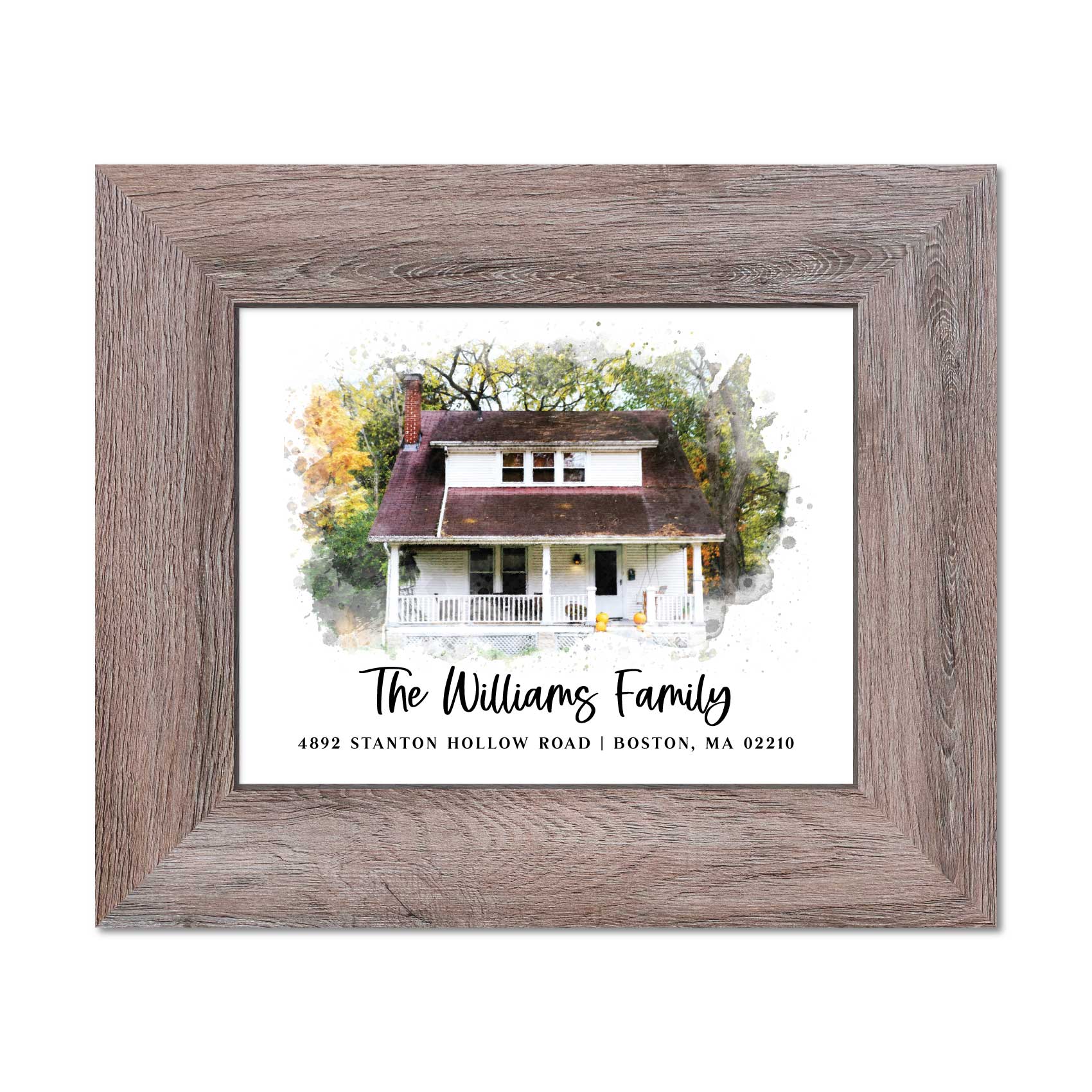 Realtor Closing Gift - Wood Framed Watercolor Home Print - 0