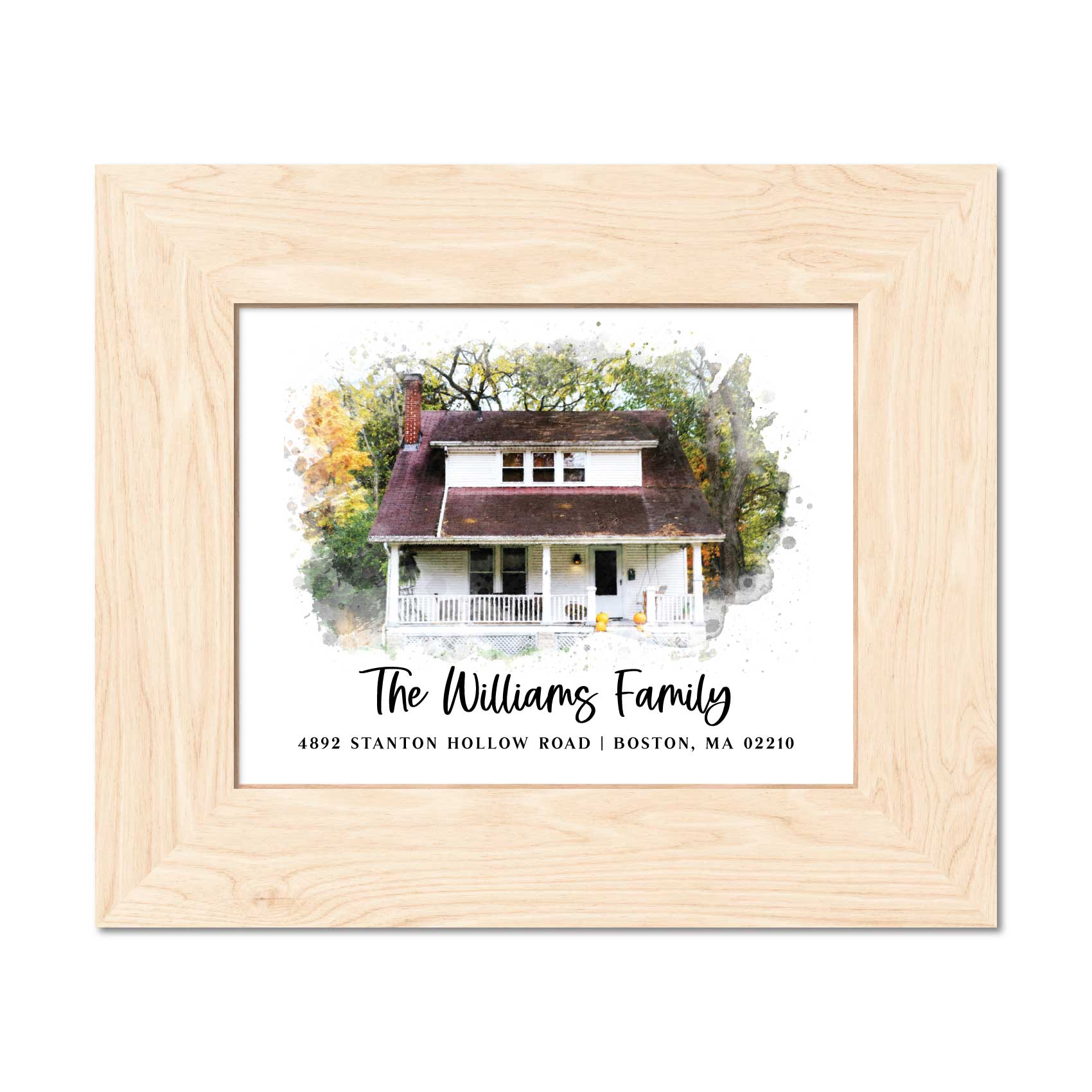 Realtor Closing Gift - Wood Framed Watercolor Home Print