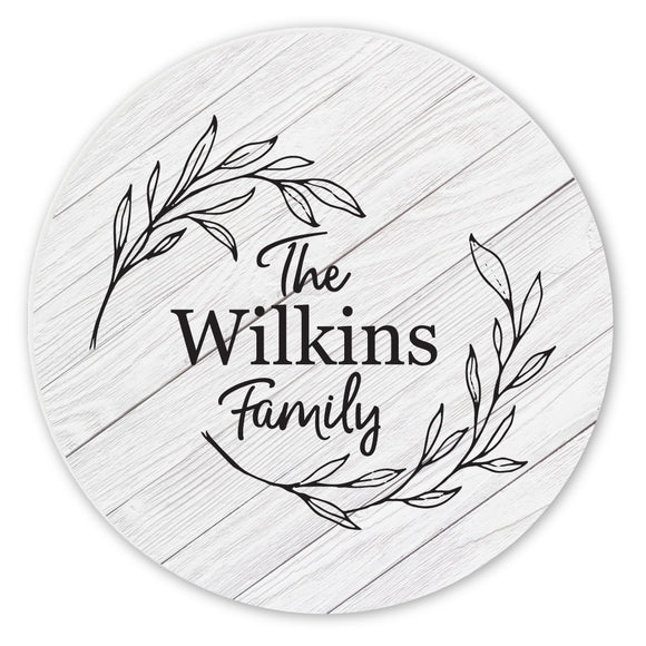 Personalized Family Monogram Wreath Ceramic Coaster Set
