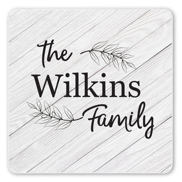 Personalized Family Monogram Wreath Ceramic Coaster Set
