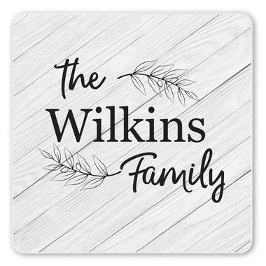 Personalized Family Monogram Wreath Ceramic Coaster Set