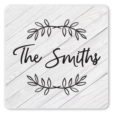 Personalized Family Monogram Wreath Ceramic Coaster Set