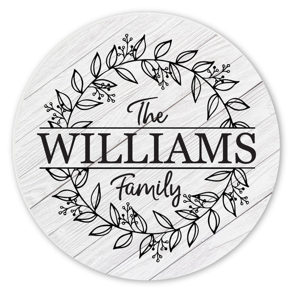 Personalized Family Monogram Wreath Ceramic Coaster Set