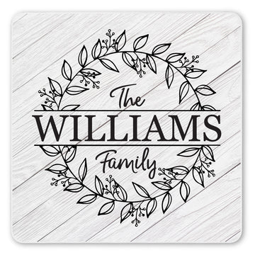 Personalized Family Monogram Wreath Ceramic Coaster Set