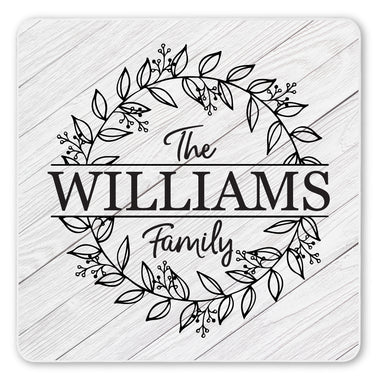 Personalized Family Monogram Wreath Ceramic Coaster Set