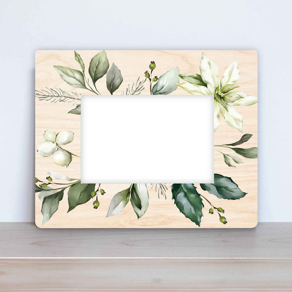 Noel White Poinsettia Picture Frame