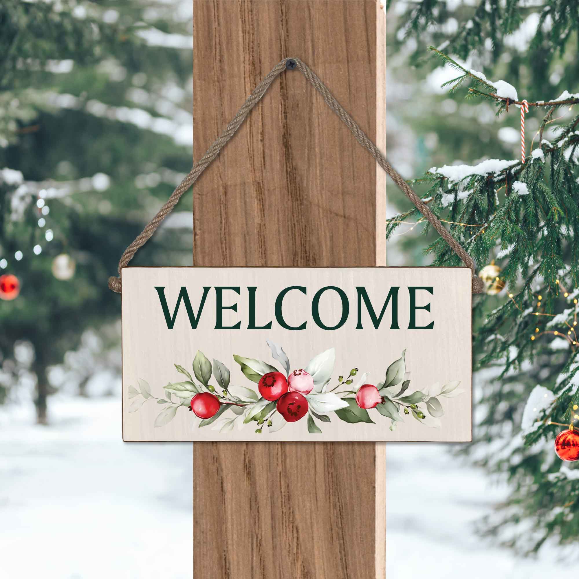 Noel Welcome 6x12 Twine Hanging Sign