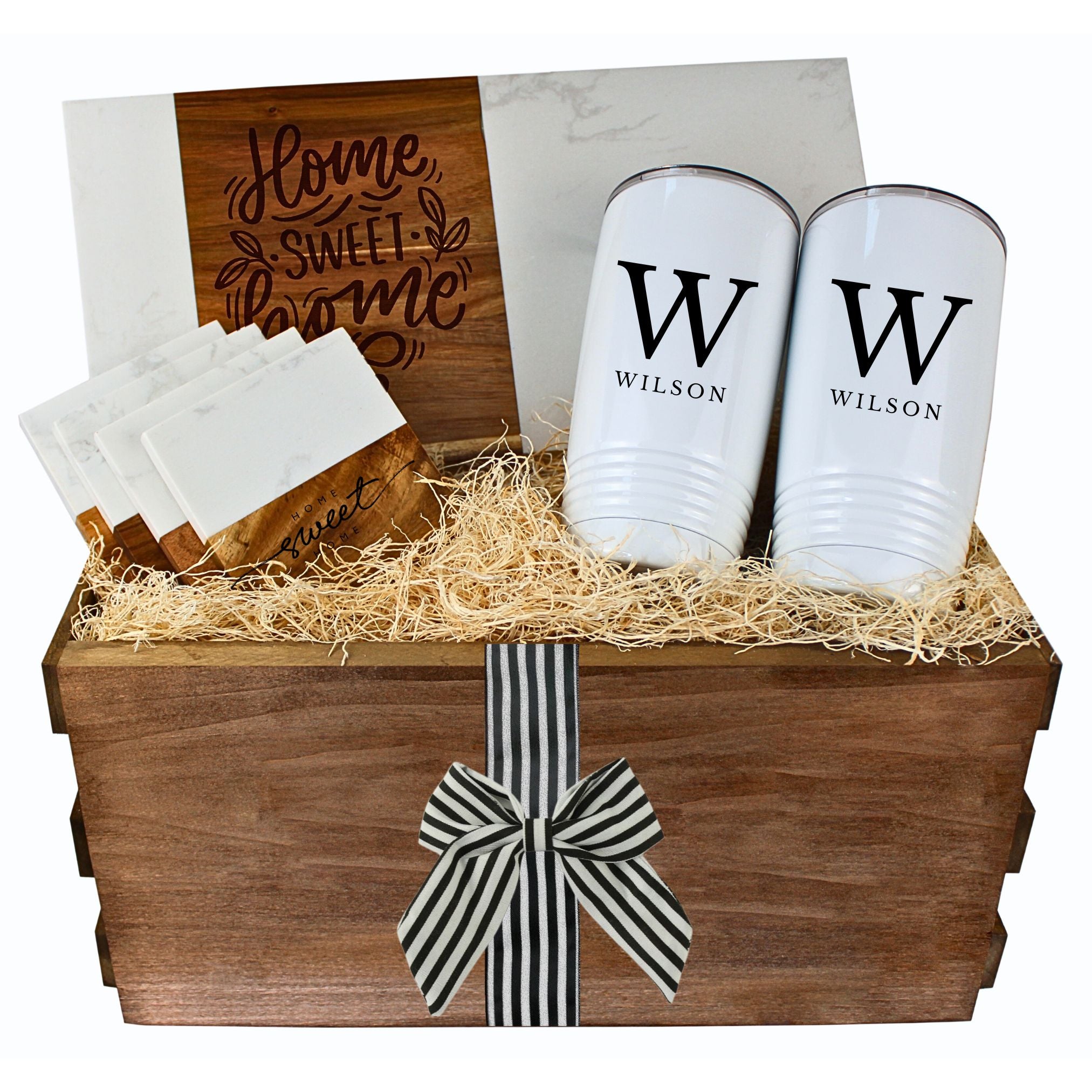 Realtor Closing Gift Basket - Rectangle Marble Serving Board