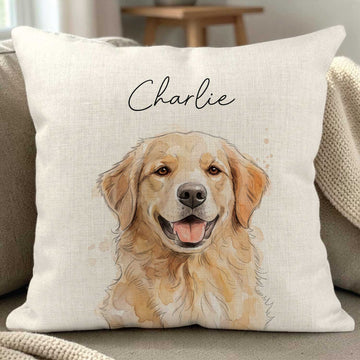 Custom Watercolor Pet Portrait Pillow