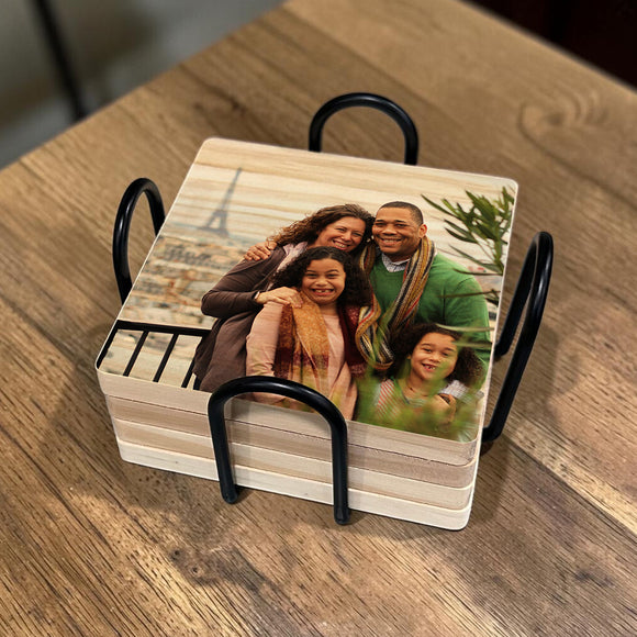 Wood Photo Coaster Set