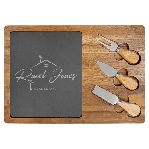 Bulk Slate & Wood Engraved Cheese Board