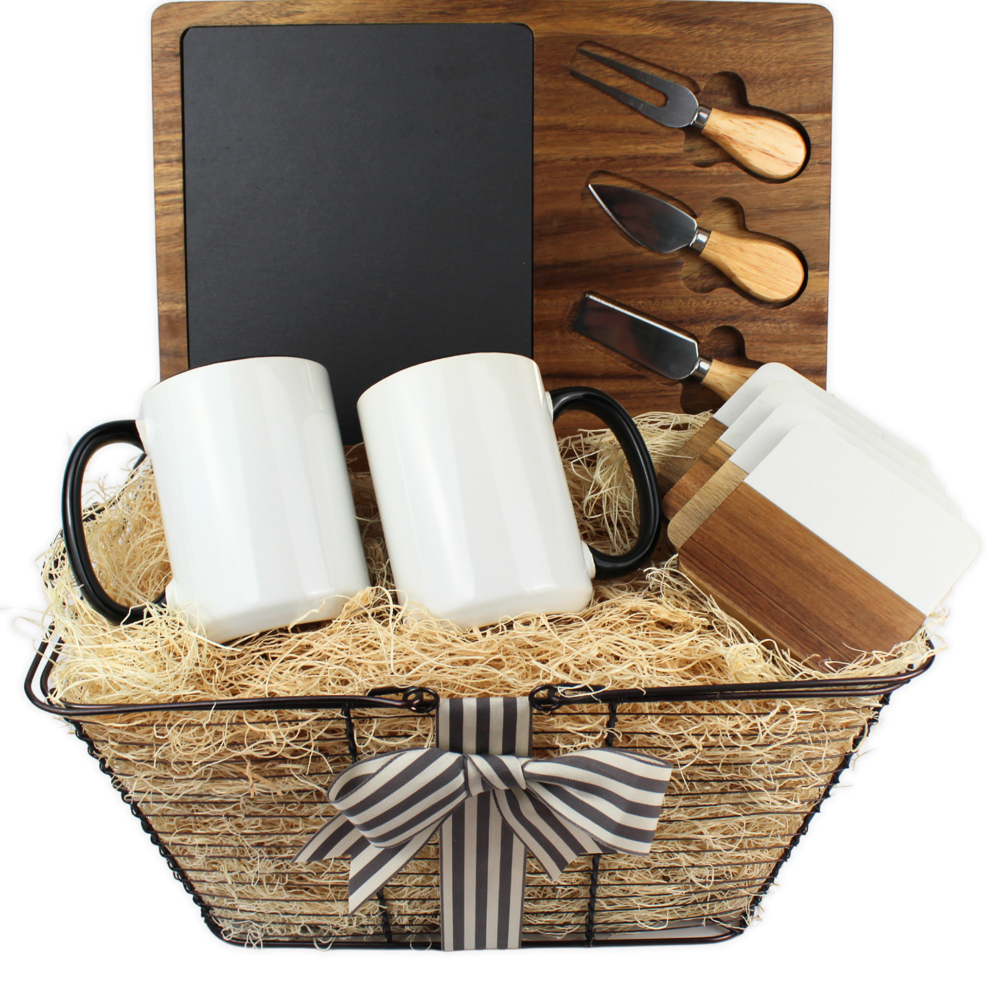 Realtor Closing Gift - Slate Cheese Serving Board & Utensil Set Basket