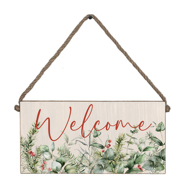Christmas Spirit Welcome Twine Hanging Sign - 0