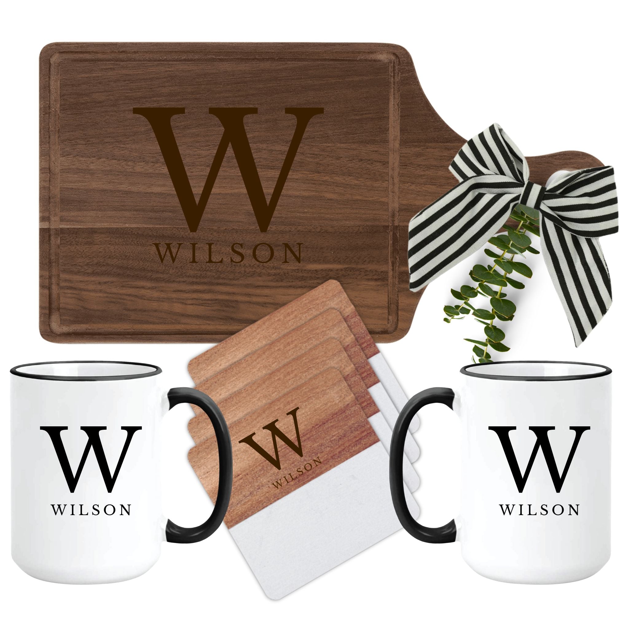 Realtor Closing Gift - Cutting Board & Mugs Basket