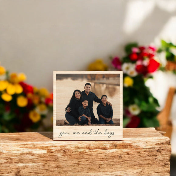 Mother's Day Vintage Wood Photo - You, Me, and the Boys