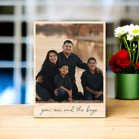 Mother's Day Vintage Wood Photo - You, Me, and the Boys