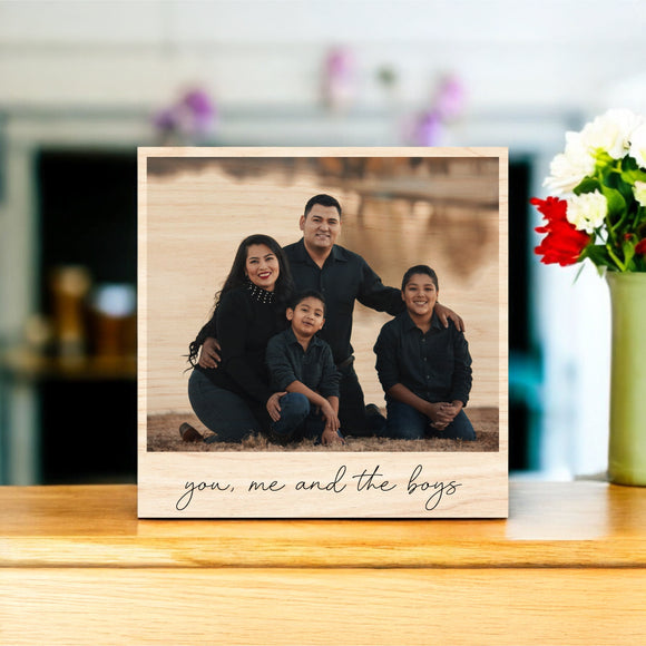 Mother's Day Vintage Wood Photo - You, Me, and the Boys