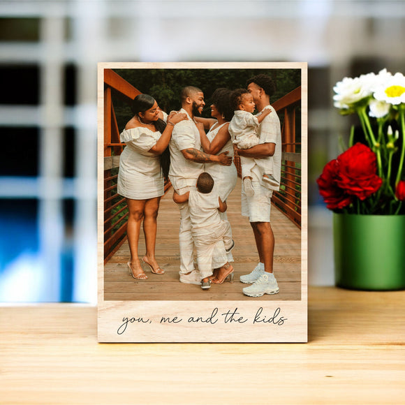 Mother's Day Vintage Wood Photo - You, Me, and the Kids