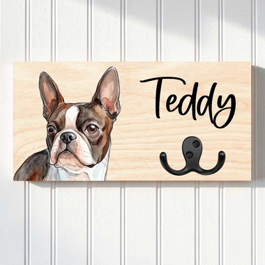 Personalized Dog Leash Holder for Wall – Custom Pet Photo & Name Leash Hanger