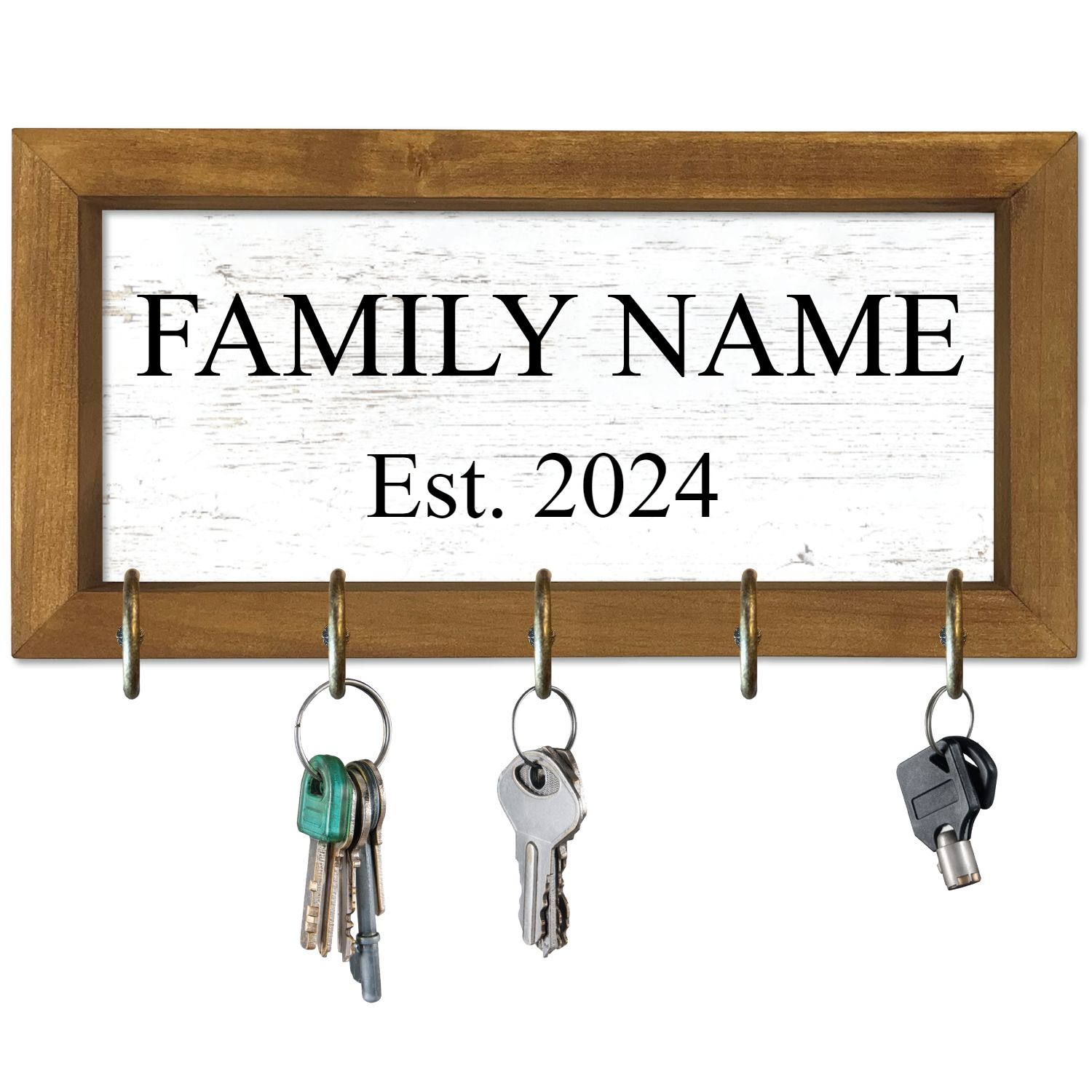 Family Name Wood Framed Key Hanger 6x12 - 0