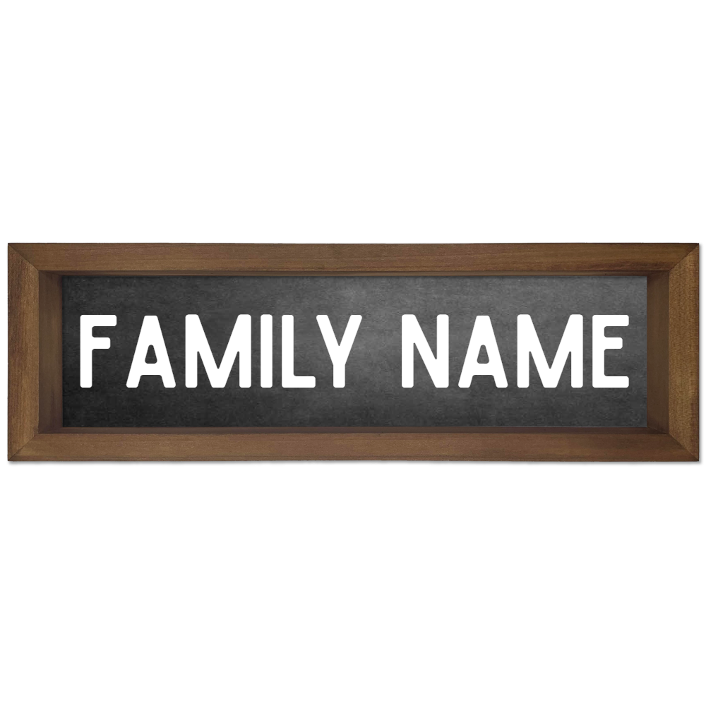 Custom Family Name Wood Framed Sign 6X17 Chalkboard