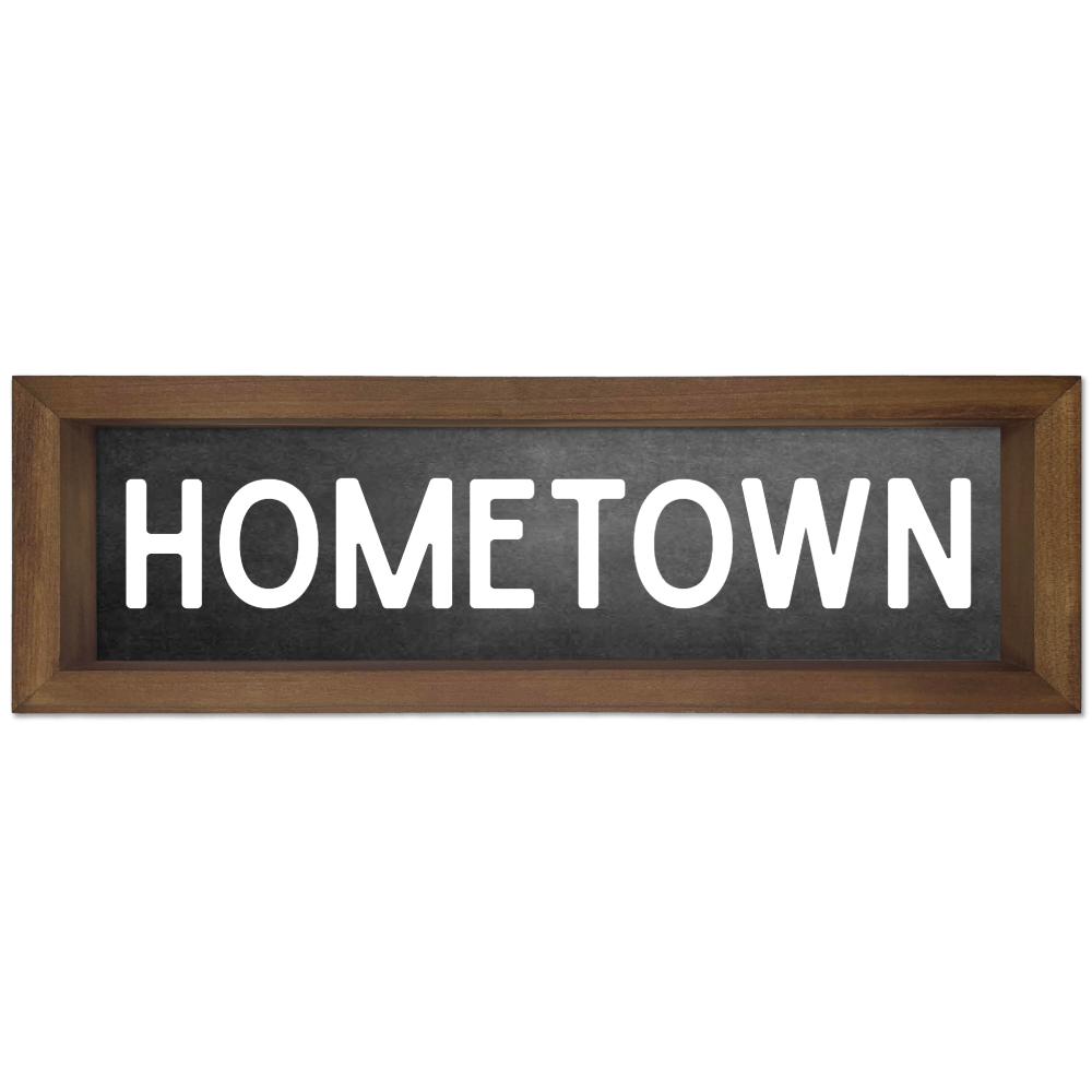 Custom Hometown Wood Framed Sign 6X17 Chalkboard