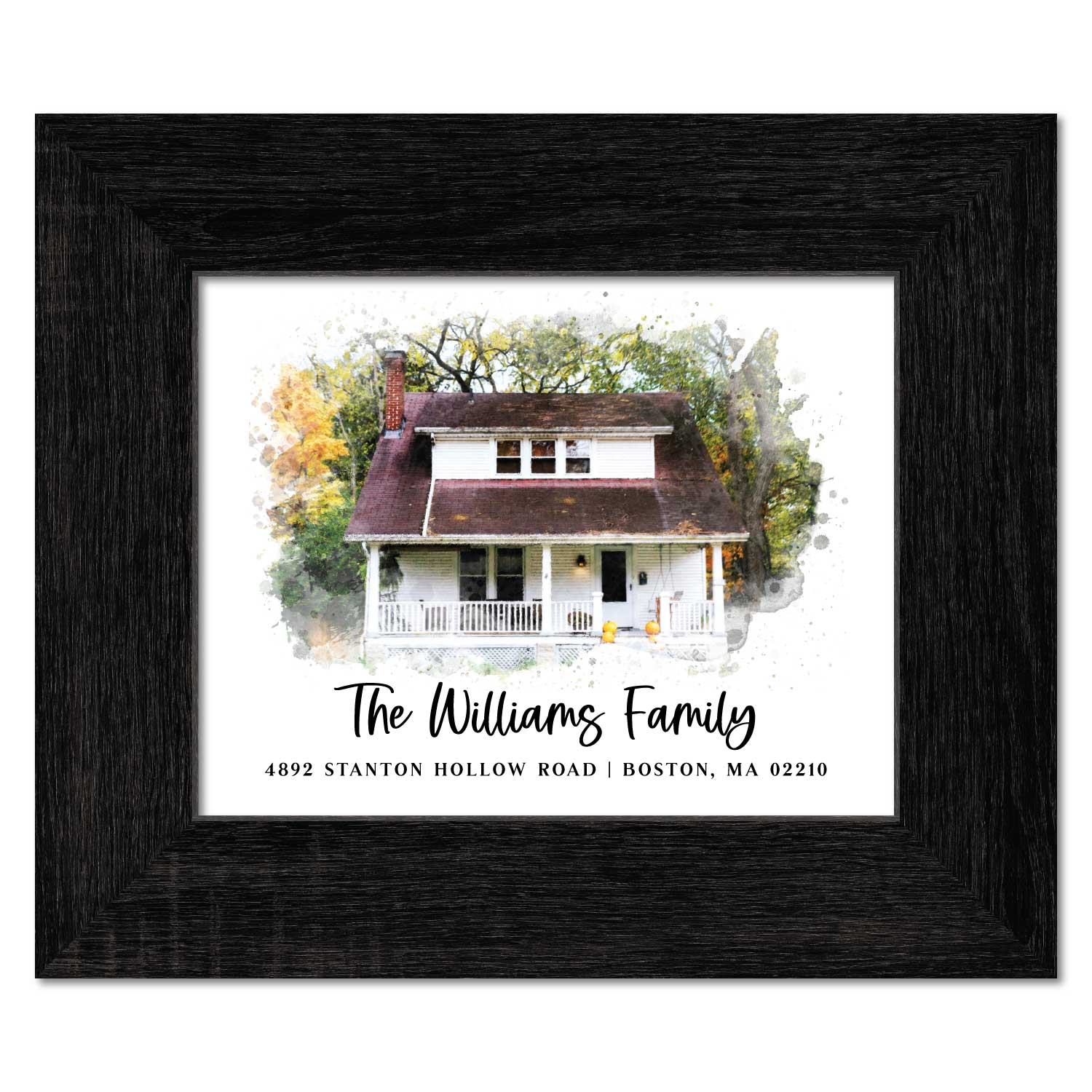 Realtor Closing Gift - Wood Framed Watercolor Home Print