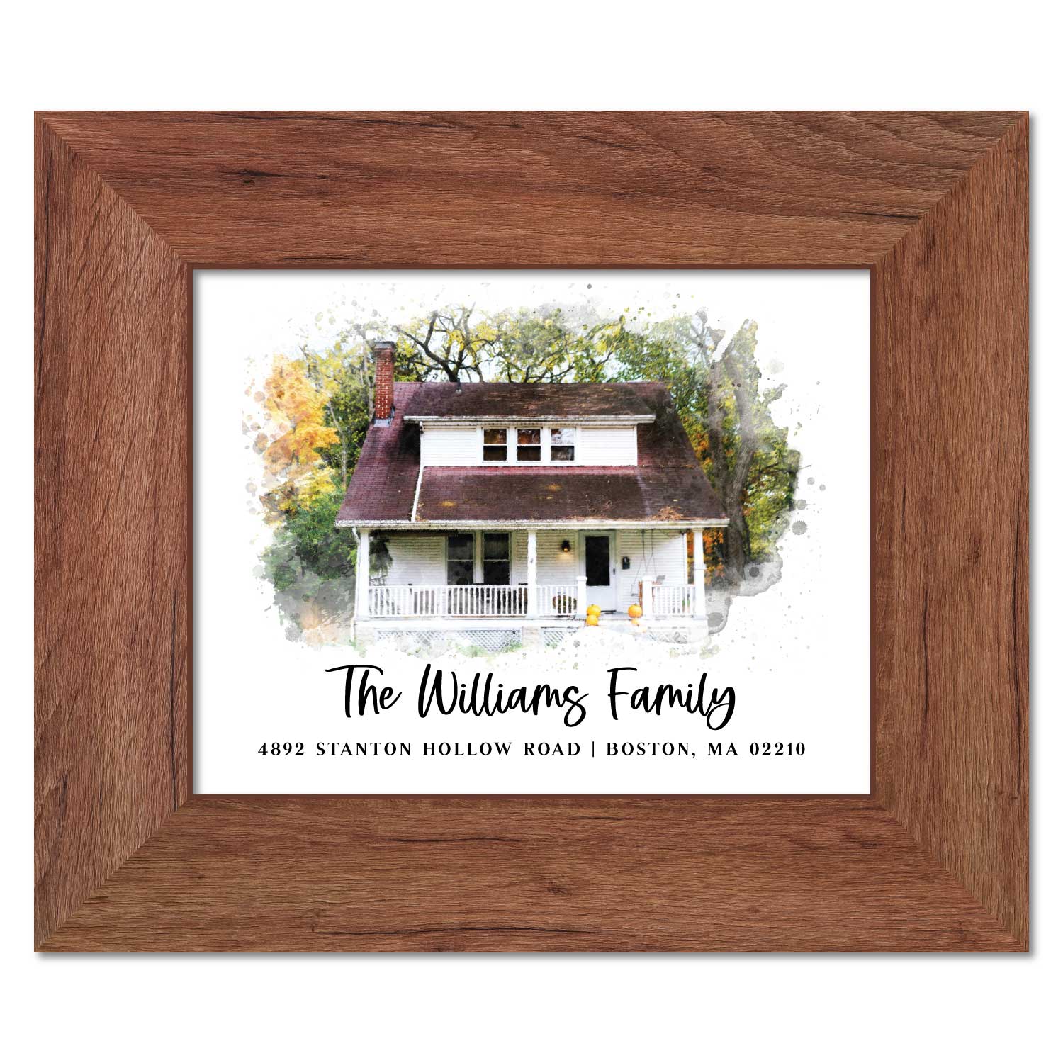 Realtor Closing Gift - Wood Framed Watercolor Home Print