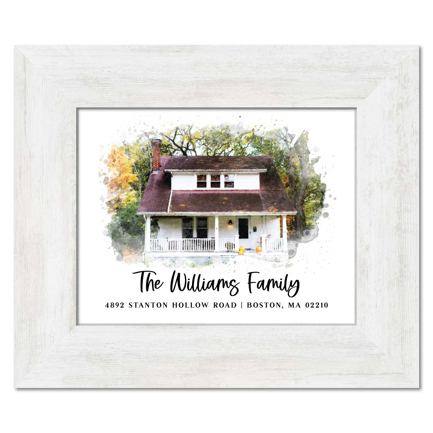 Realtor Closing Gift - Wood Framed Watercolor Home Print