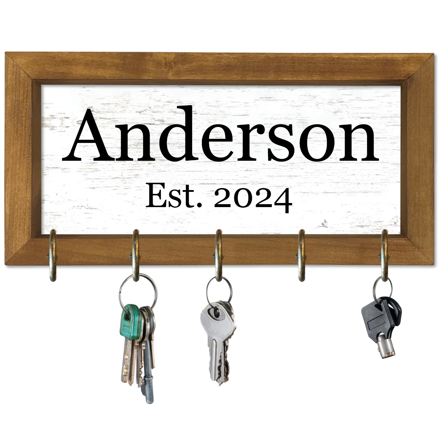 Family Name Wood Framed Key Hanger 6x12