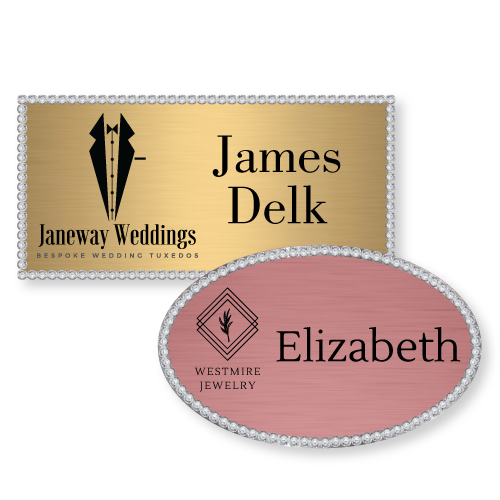 Rhinestone Metal Name Tags