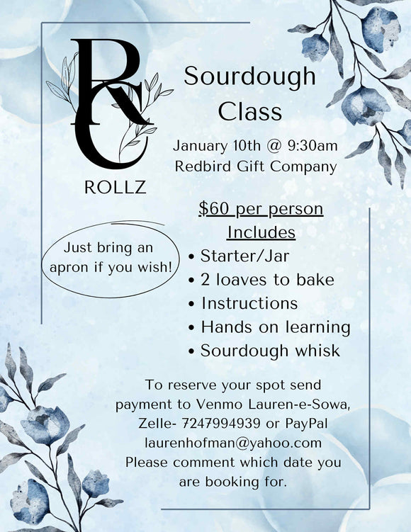 January 10th - 9:30am - Sourdough Bread Making Class