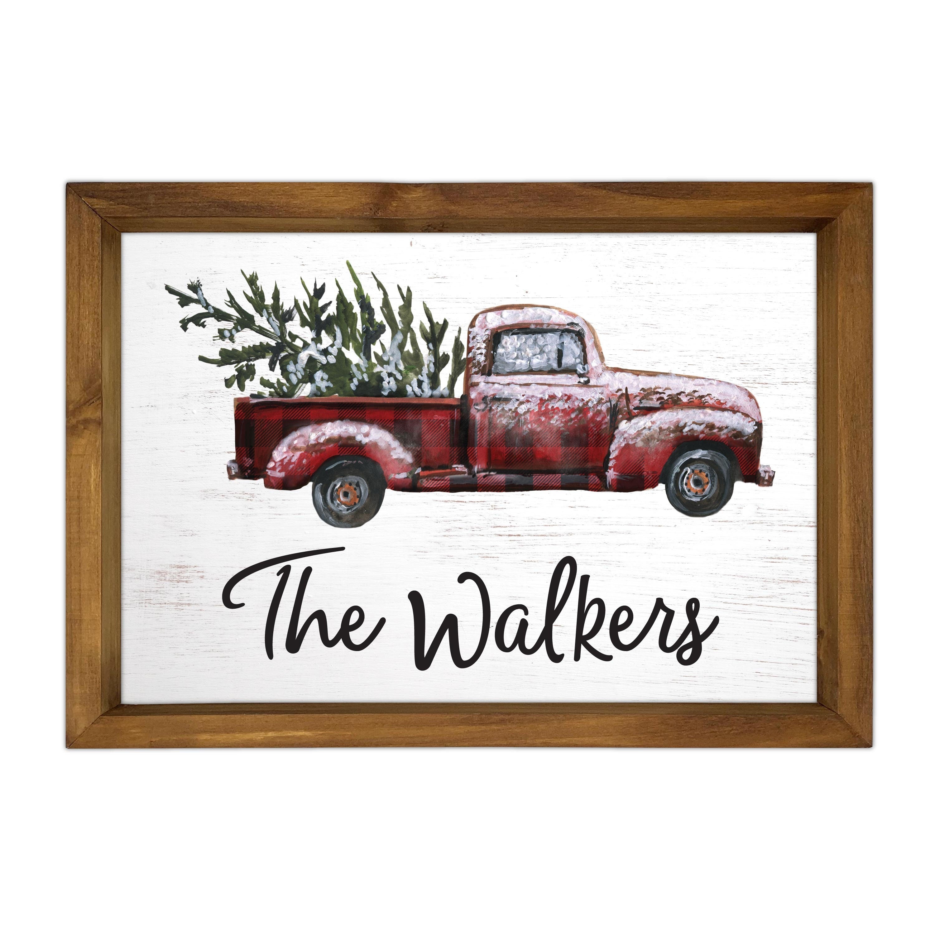 Christmas Rustic Truck Wooden Sign with Family Name